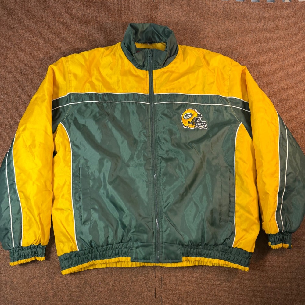NFL Green Bay Packers Jacket Mens XL Puffer Full Zip Embroidered NFL VTG Love